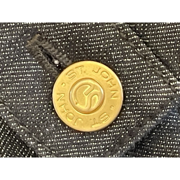 St. John Collection Wide Leg Black Dark Wash Jeans W/ Gold Shimmer Sz 8 Reg $248 - Picture 7 of 10